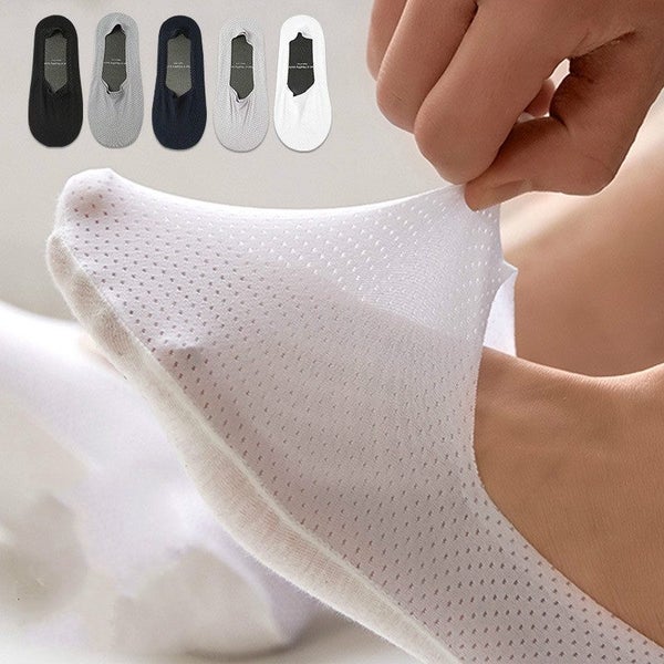 Invisible Mesh Ice Silk Hollow Breathable Solid Boat Socks Men Woman Carousel 2