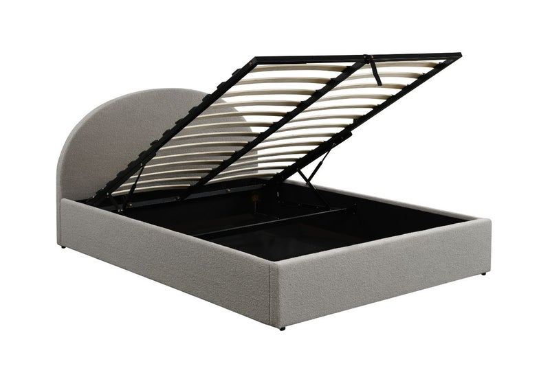 HOFFMAN Fabric Bed Frame with Gas Lift Storage (Grey) - Queen628638704520991119