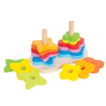 Hape: Double Rainbow Wooden Stacker Carousel 1