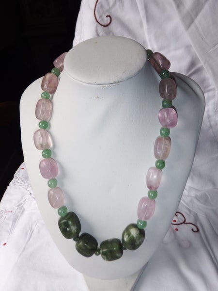 Natural Large Jade & Amethyst Necklace - JDAM1 Carousel 1