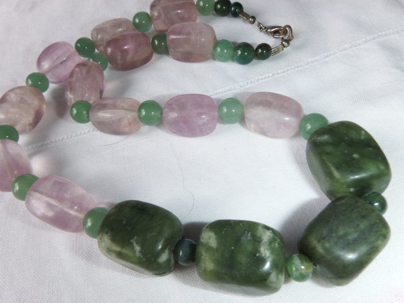 Natural Large Jade & Amethyst Necklace - JDAM1 Carousel 12