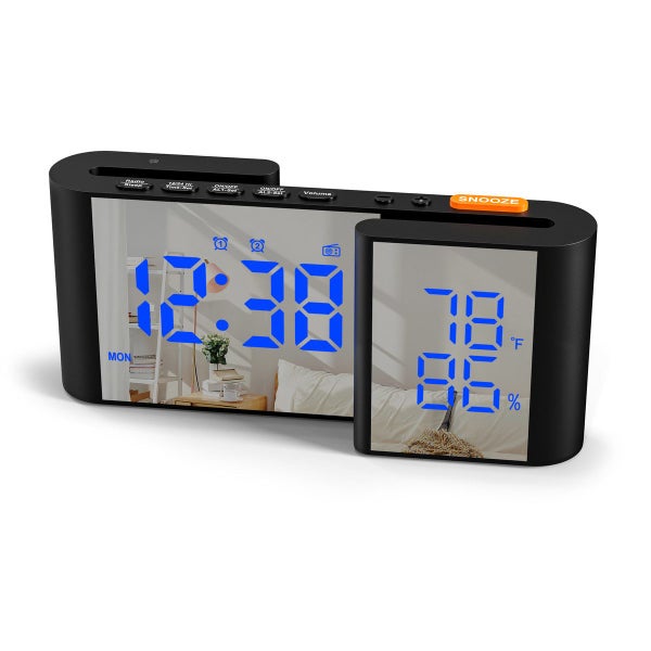 Dual Screen LED Digital Alarm Clock with FM Radio USB Charging Carousel 14