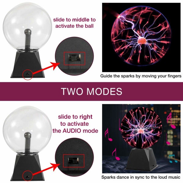 Magic Plasma Ball Lamp 8INCH Touch & Sound Sensitive Night Light Carousel 2