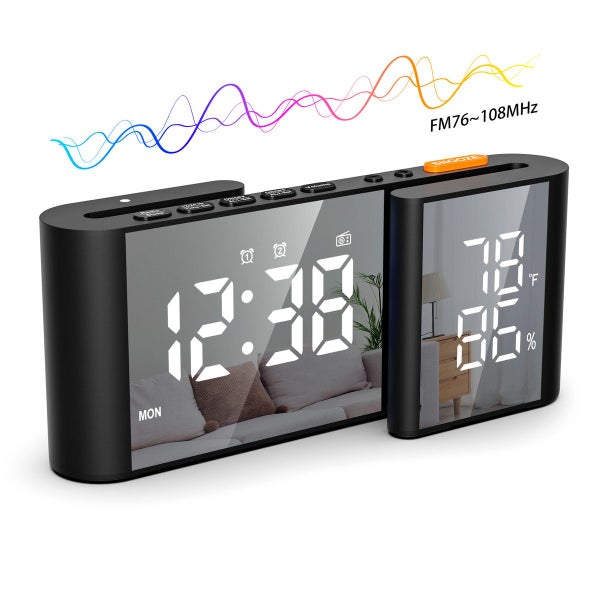 Dual Screen LED Digital Alarm Clock with FM Radio USB Charging Carousel 2