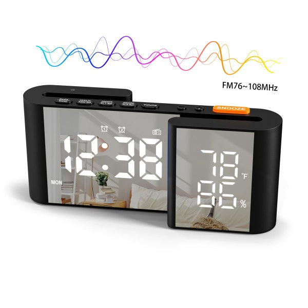 Dual Screen LED Digital Alarm Clock with FM Radio USB Charging Carousel 14