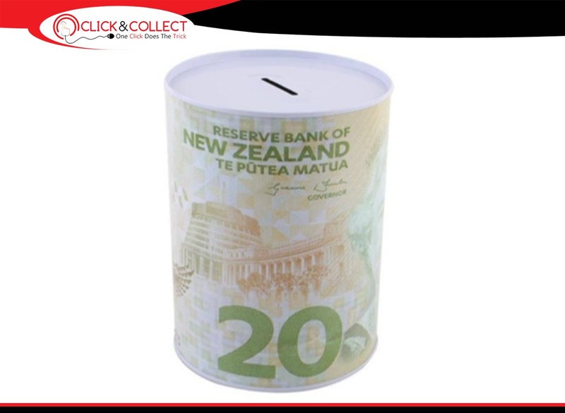 Money Tin Box New Zealand $20 Note Jar Piggy Bank Coin Carousel 1