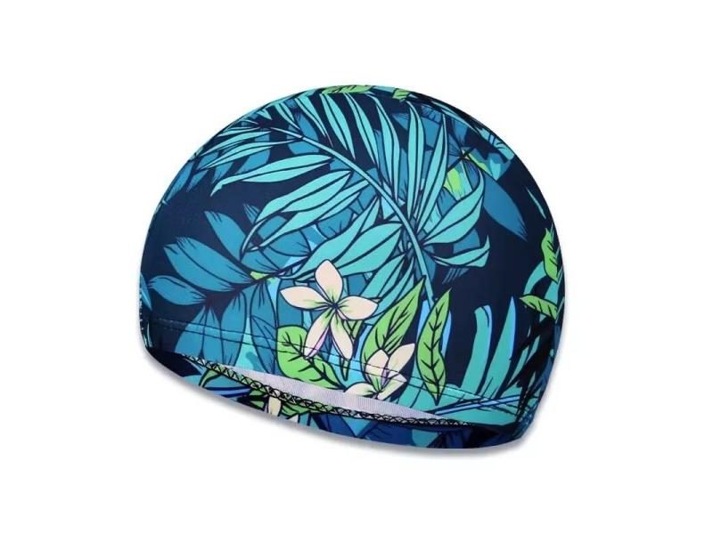 Waterproof Leaf Print Swimming Cap For Adults With Ear Protection Non Slip Carousel 1