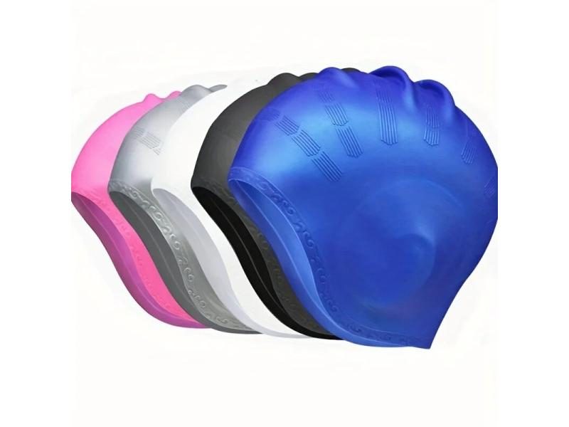 Silicone Swimming Cap With Ear Pockets For Adults Teens High Elasticity Carousel 2