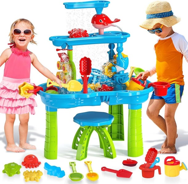 Kids Sand Water Table Beach Summer Sandbox Table 3in1 Carousel 12