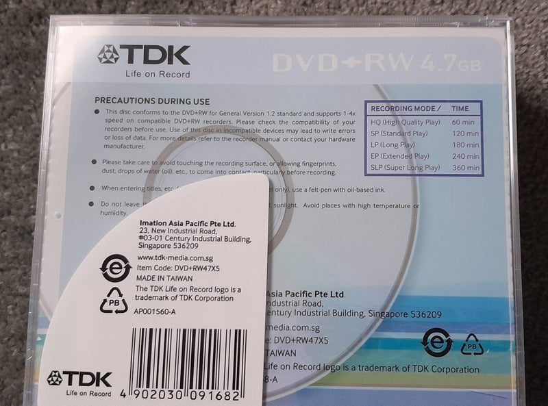 Buy as many as you wish! - 5-pack TDK DVD+RW discs with plastic cases (sealed) Carousel 2