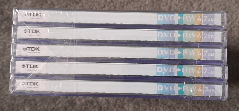 Buy as many as you wish! - 5-pack TDK DVD+RW discs with plastic cases (sealed) Carousel 4
