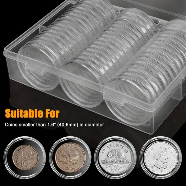 50pcs Clear Plastic Coin Holders Storage Case i2776TP0 Carousel 1