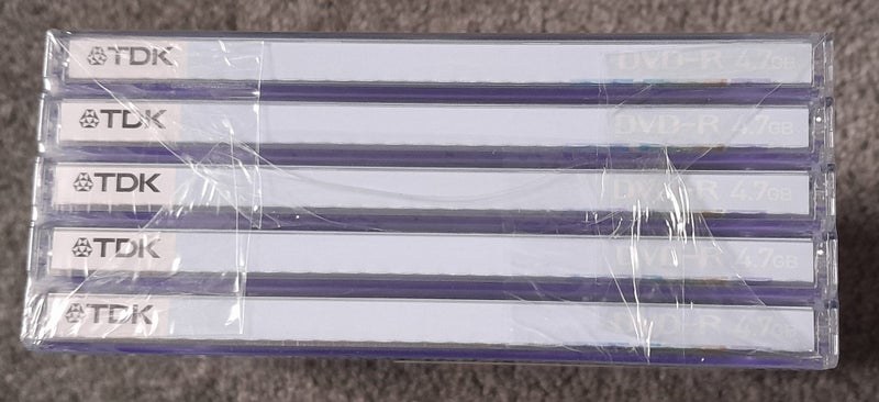 Buy 1 or more! - 5-pack TDK DVD-R discs with plastic cases (new/sealed) Carousel 4