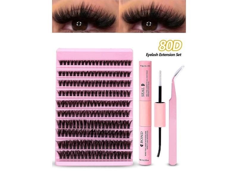 DIY Eyelash Extension Kit 200pcs 80D 8 16mm Mix Lashes With Bond Seal Tweezers Carousel 2