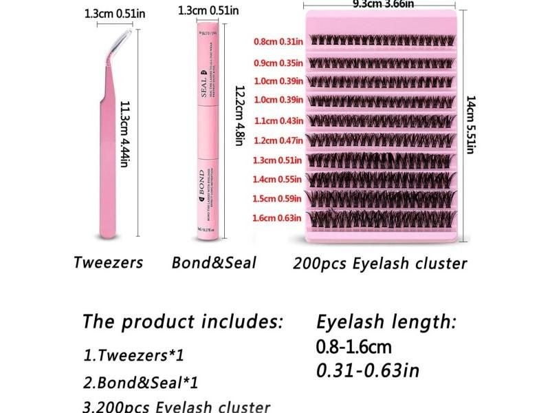DIY Eyelash Extension Kit 200pcs 80D 8 16mm Mix Lashes With Bond Seal Tweezers Carousel 1