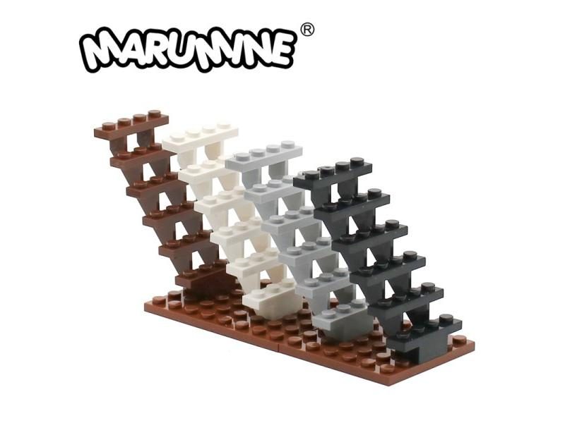 Marumine 10PC Staircase MOC Bricks 7x4x6 House Stairs Straight Open 30134 Steps Carousel 2