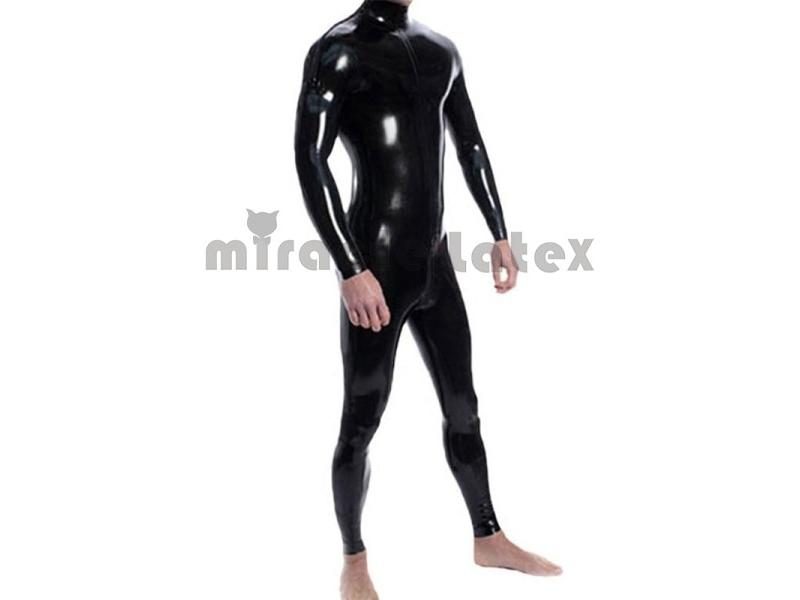 Latex Men Catsuit With Crotch Zipper Rubber Bodysuit Men Fetish Gummi Carousel 2
