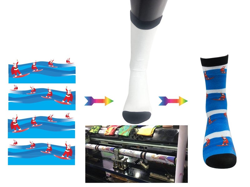 Xmas Sell -Kiwi Featured Gift Socks - Surfing Santa Carousel 2