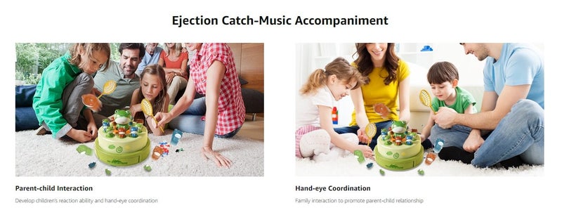 Frog Game Rotating Ejection Toy, Catching 10 Mini Frogs Bounce to Develop Carousel 1