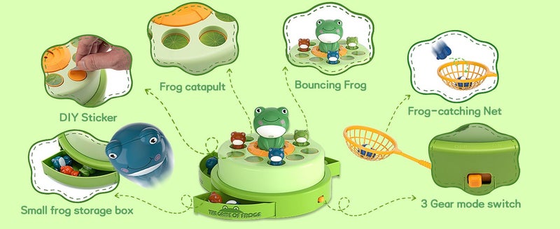 Frog Game Rotating Ejection Toy, Catching 10 Mini Frogs Bounce to Develop Carousel 2
