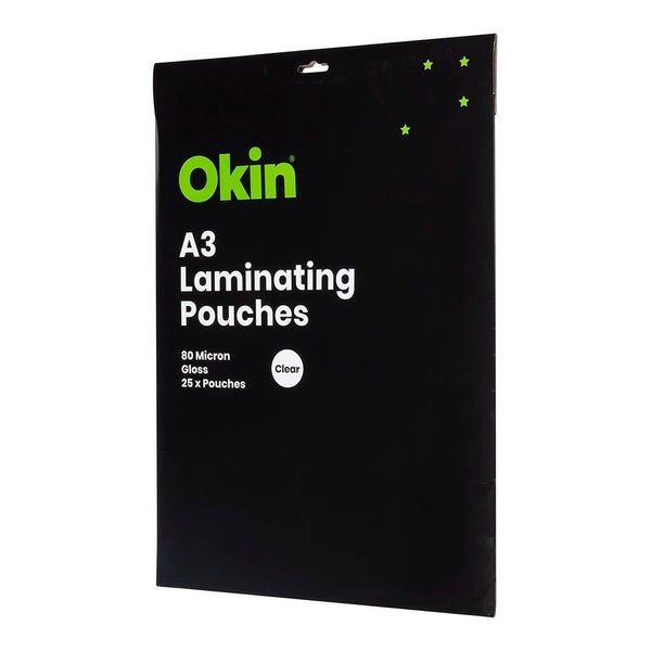 Okin Laminating Pouches A3 Gloss 80mic Pack 25 Carousel 1