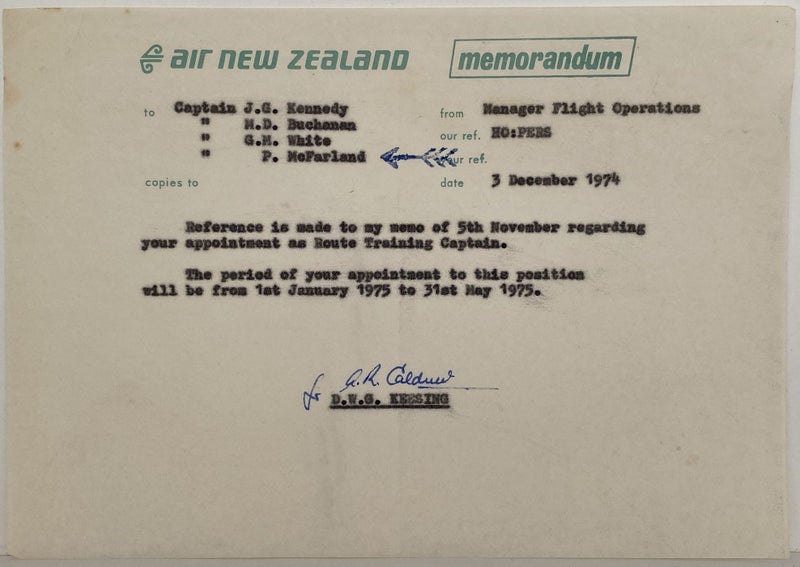 VINTAGE LETTERHEAD: Air New Zealand Ltd 1974 Carousel 1