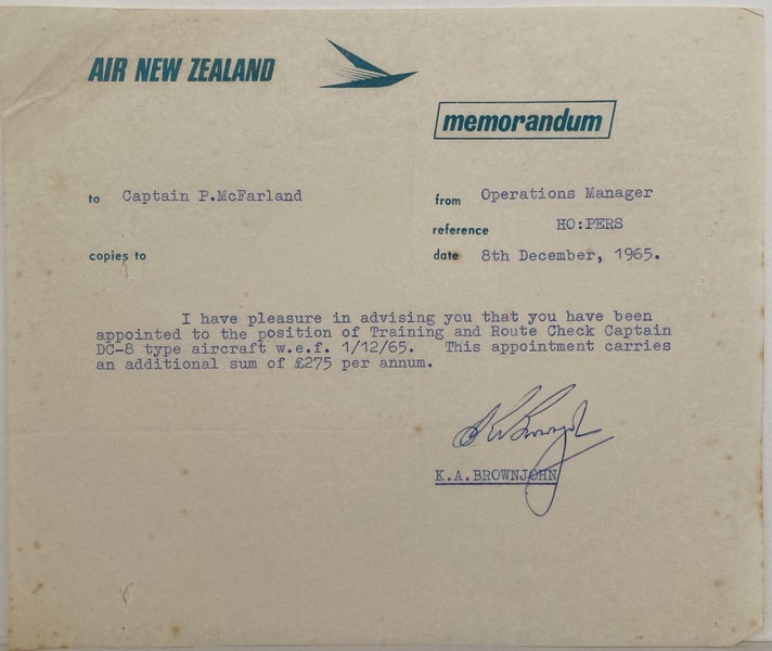 VINTAGE LETTERHEAD: Air New Zealand Ltd 1965 Carousel 1
