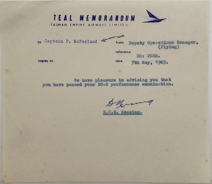 VINTAGE LETTERHEAD: TEAL / Tasman Empire Airways Ltd 1965 Carousel 1