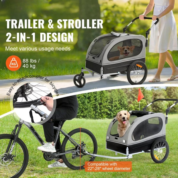 Pet Bicycle Trailer & Stroller Dog Cat Bike Carrier 40 kg 40kg Water Resistant Carousel 2