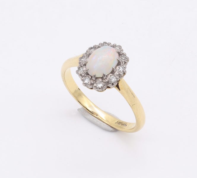 18ct Yellow Gold Opal and Diamond Cluster Ring ~ October Birthstone! Carousel 2