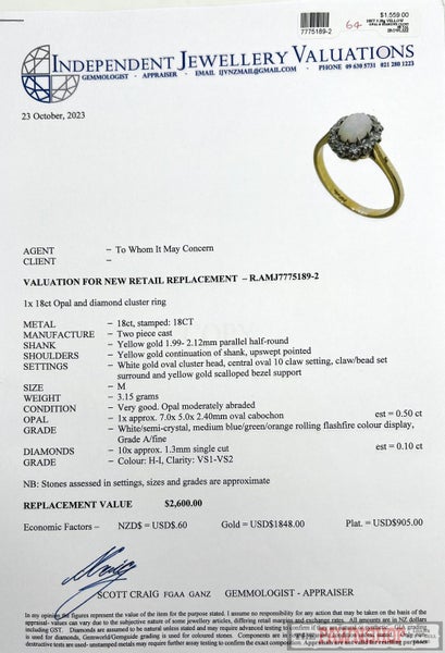 18ct Yellow Gold Opal and Diamond Cluster Ring ~ October Birthstone! Carousel 5