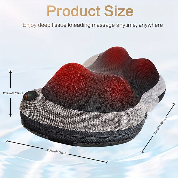 NNETM Electric Shiatsu Massage Pillow with Heat - Deep Tissue Kneading(Grey) Carousel 2