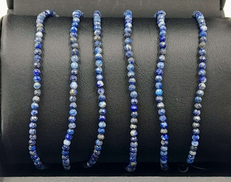 Gemstone Bracelet - Star Cut Faceted Lapis Lazuli (Set of 3) Carousel 1