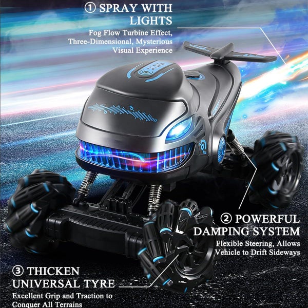 Remote Control Monster Truck Car 4WD Offroad Rock Crawler with Fog Mist LED Ligh Carousel 1