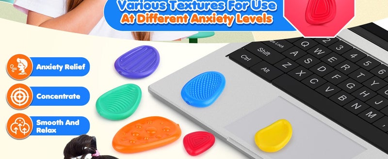 Fidget Toys Sensory Stone,Textured Soft Worry Stone for Autism Kids Calming Carousel 2