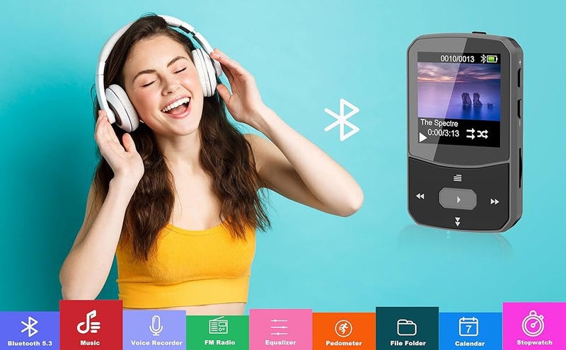 64GB Clip MP3 Player with Bluetooth 5.3,Portable Music Player with Voice Recorde Carousel 1