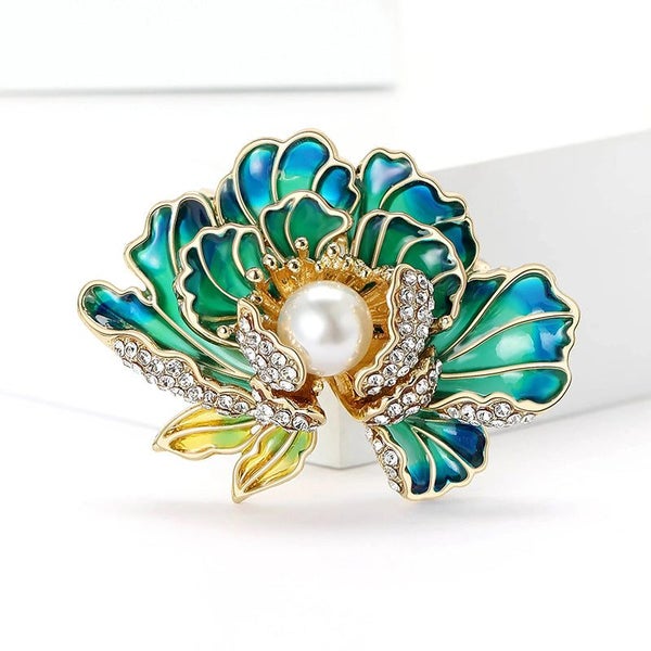 Megan Ruffled Blossom Resin Brooch - Flower, Flower, Peony, Carnation, Enamel... Carousel 2