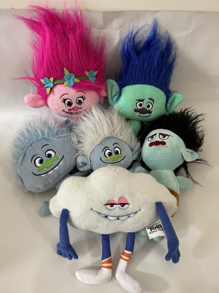 Bulk Lot of 6 Trolls Soft Toys - Talking Poppy Branch Cloud Guy Diamond Guy Carousel 2