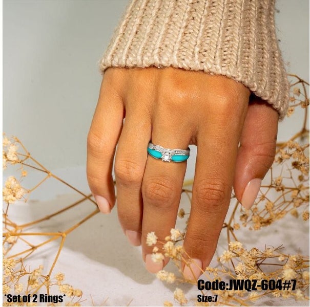 Women's Silver Rings Gemstone Lagoon Turquoise Rings *Local STOCK NOW* Carousel 2