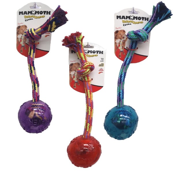 DOG TOY - MAMMOTH FLOSSY CHEW EXTRA TUG WITH BALL LARGE 40CM BLUE Carousel 2