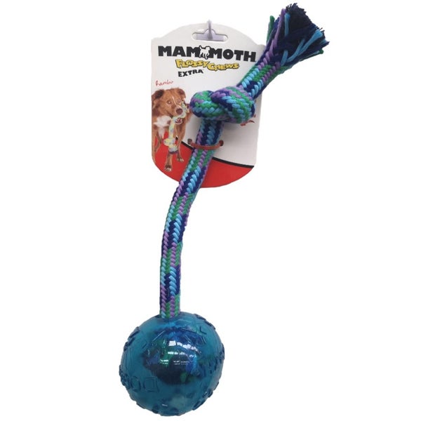 DOG TOY - MAMMOTH FLOSSY CHEW EXTRA TUG WITH BALL LARGE 40CM BLUE Carousel 1