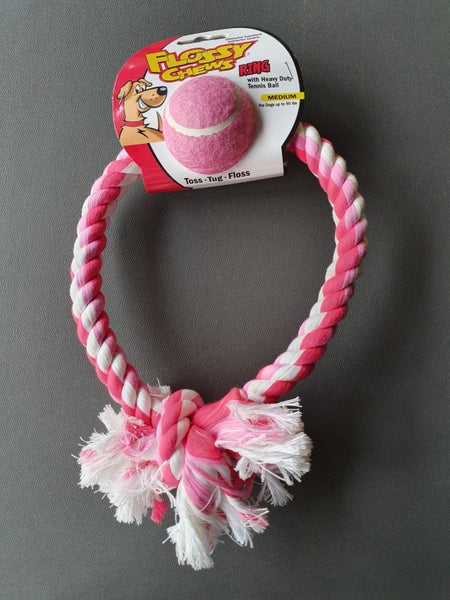 DOG TOY - MAMMOTH PINK FLOSSY CHEW 1 KNOT 1 BALL RING MEDIUM Carousel 1