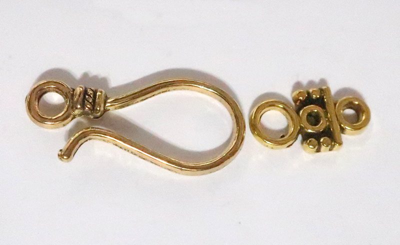 2 BRIGHT GOLD HOOK and EYE CLASPS Carousel 1