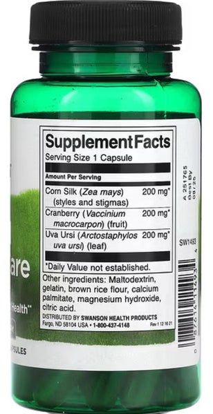 SWANSON URINARY CARE 60 CAPS - CRANBERRY, UVA URSI, CORN SILK - BB0427 Carousel 2