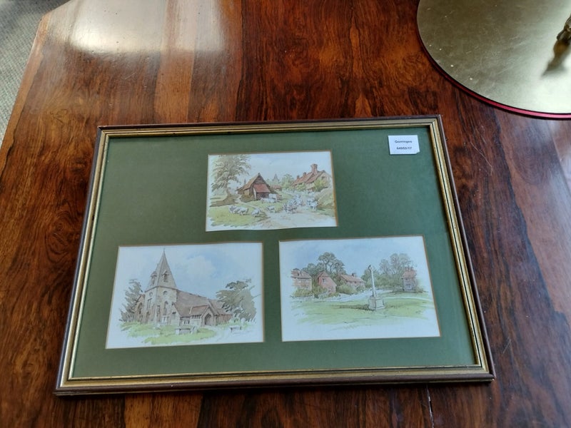 Three Small Framed Watercolours by UK Illustrator Marjorie L Davies (1906-2007) Carousel 1