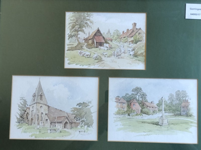 Three Small Framed Watercolours by UK Illustrator Marjorie L Davies (1906-2007) Carousel 2