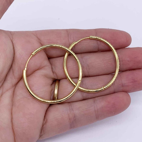 18K Gold Crystal Hoop Earrings "Dawn" (38mm) Carousel 2