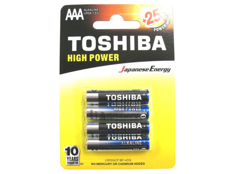 Toshiba High Power Alkaline 1.5V AAA battery - 4 Pack (AAA4 x 1) Carousel 1