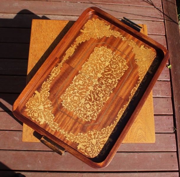 Sorrento Ware Italian Vintage Marquetry Wood Serving Tray late 1930s: Beautiful Carousel 1