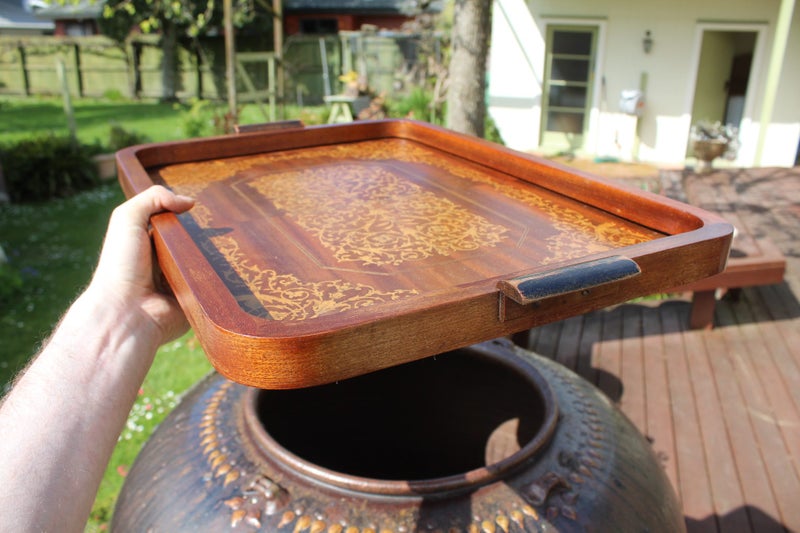 Sorrento Ware Italian Vintage Marquetry Wood Serving Tray late 1930s: Beautiful Carousel 12